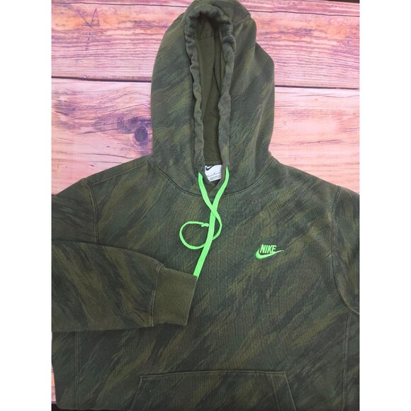 Nike Camouflage Print Hoodie With Neon Green Mens Medium - Picture 4 of 7